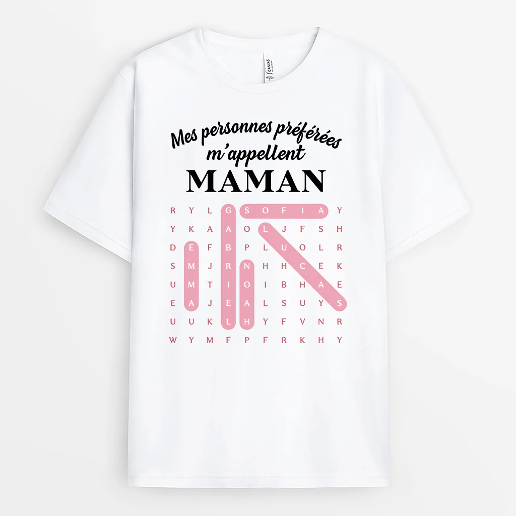 T-shirt Personnalisé Papa Maman Avec Mots Mêlés - Ma Personne Préférée