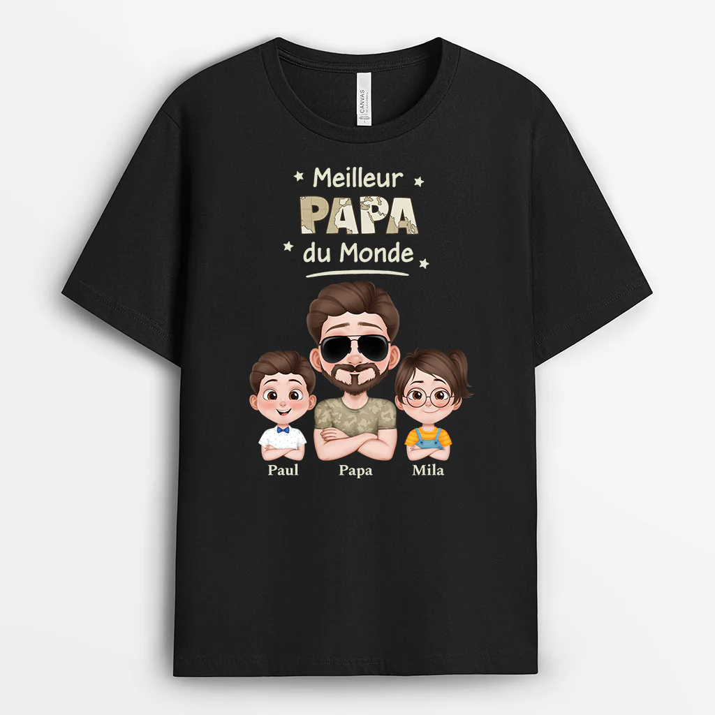 T-shirt Personnalisé Papa et Fils - Meilleur Soldat du Monde - Version Carte