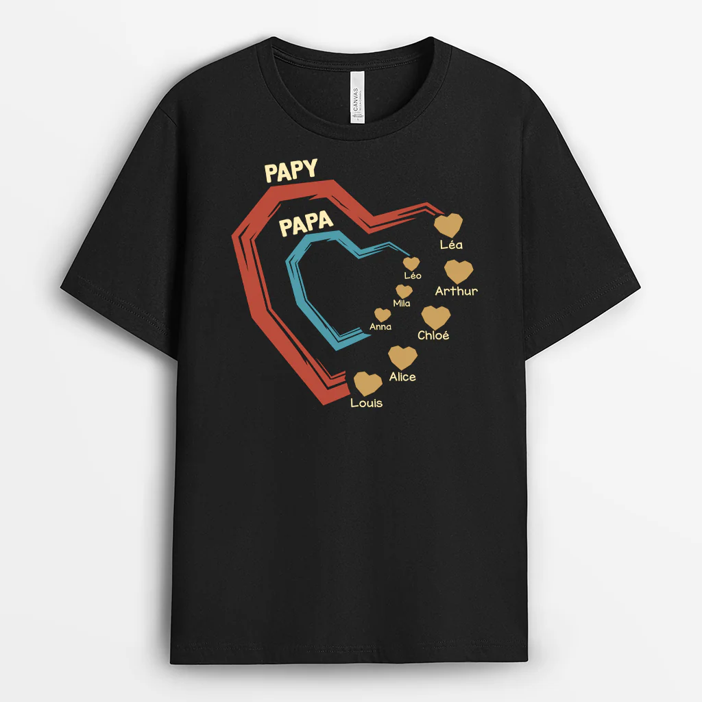 T-shirt Personnalisé - Papa Papy - Cœur Et Mains