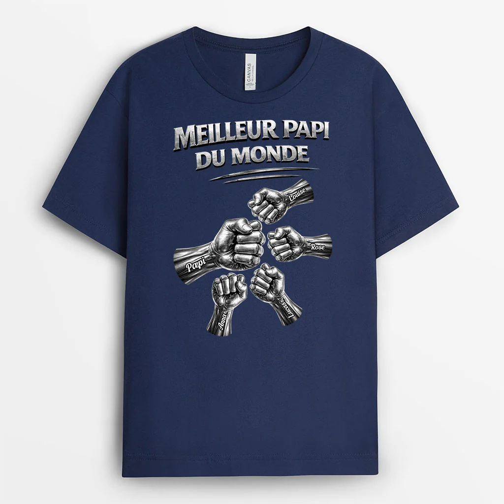 T Shirt Papa Personnalisé | Papy Coup De Poing Avec Enfants - Image 2