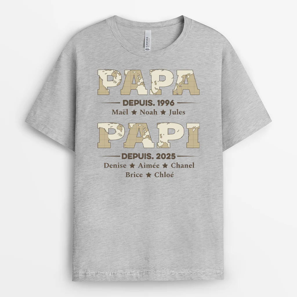 T-shirt Personnalisé Ppay - Papa Papy Depuis - Version Carte - Image 2