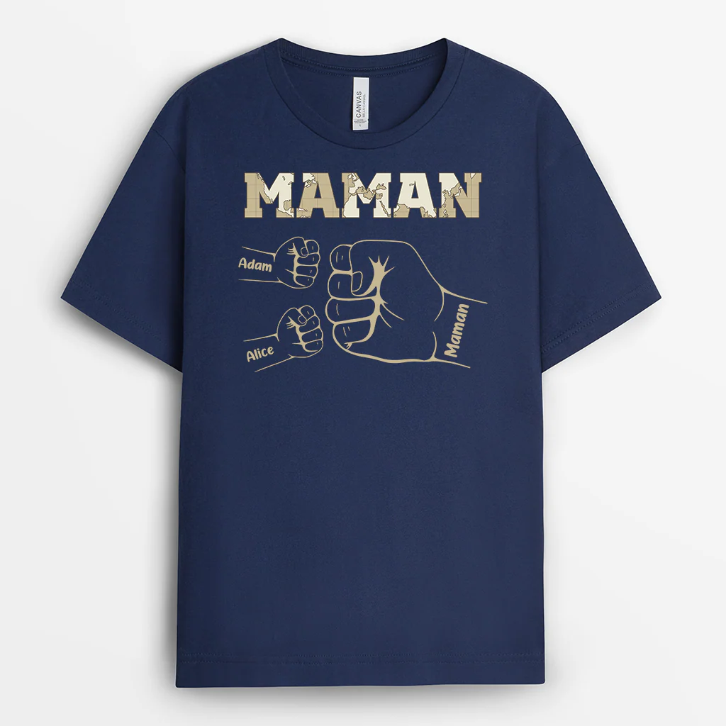 T-Shirt Personnalisé - Papa/Maman Design Poings Version Carte - Image 2