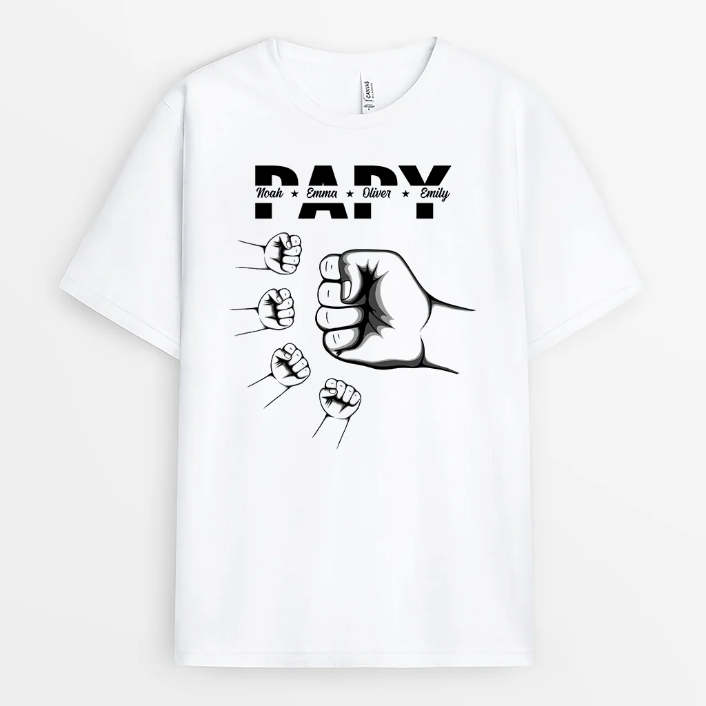 T-shirt Personnalisé - Papa Version Monochrome Avec Poings - Image 2