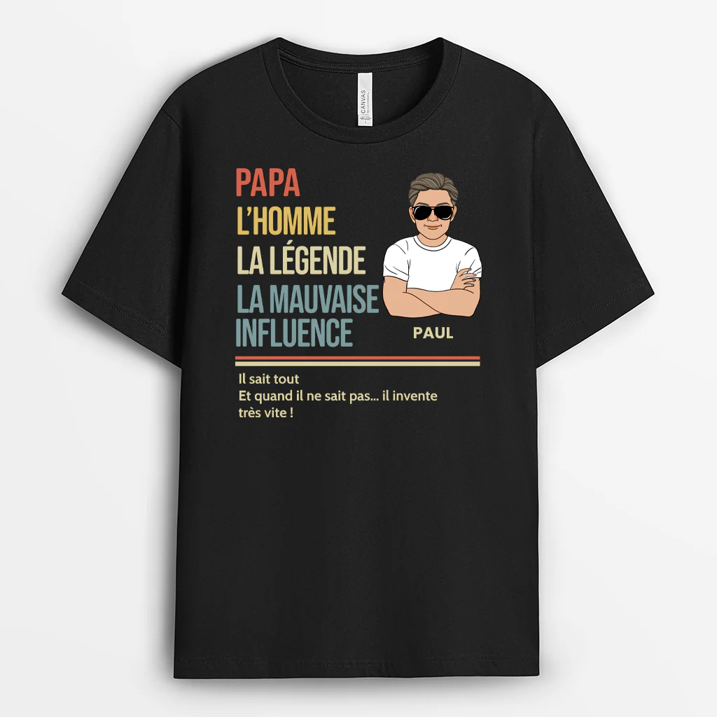 T-shirt Personnalisé Papa Vintage - La Mauvaise Influence