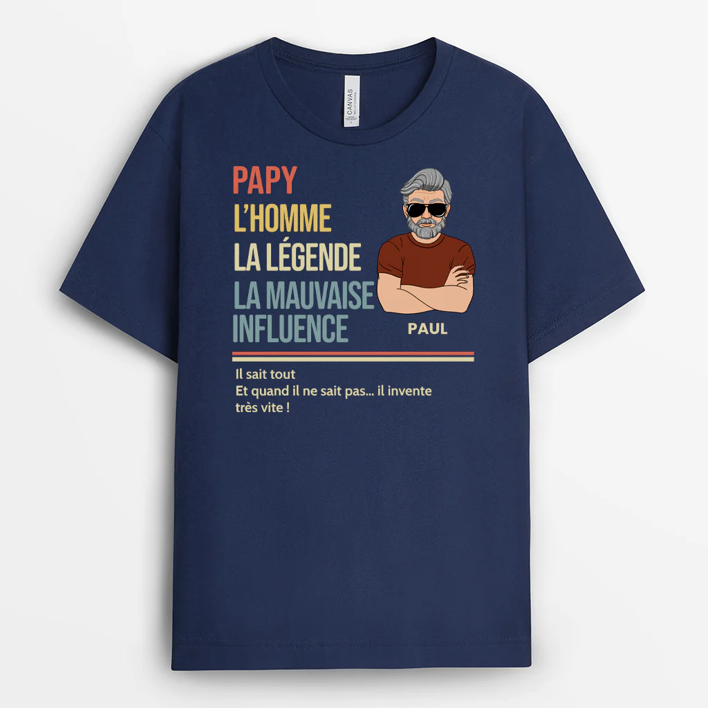 T-shirt Personnalisé Papa Vintage - La Mauvaise Influence - Image 2
