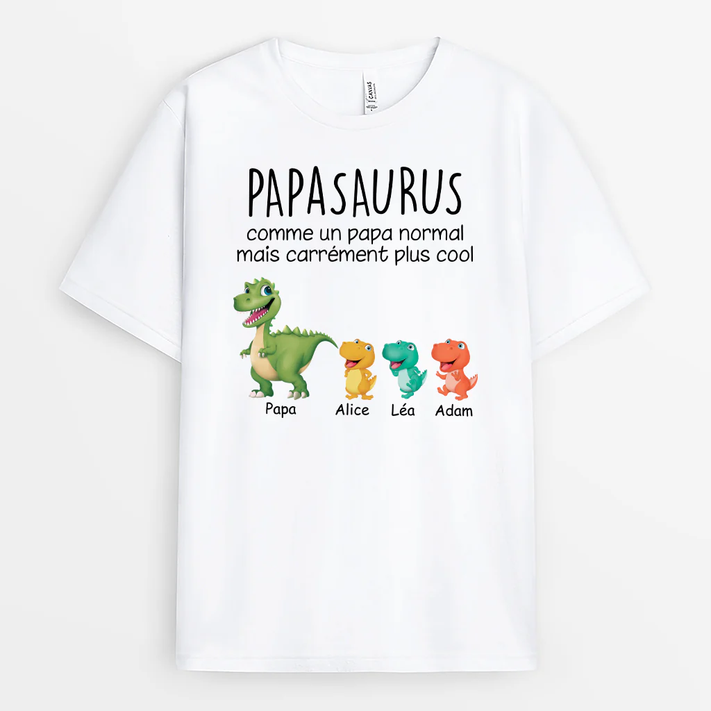 Papasaurus T Shirt | Design Cartoon Papasaurus Personnalisé