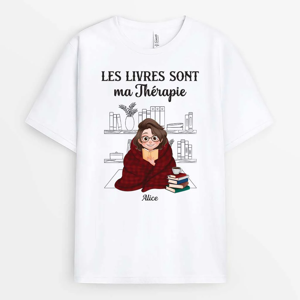 T-Shirt Personnalisé Femme | Les Livres Sont Ma Thérapie