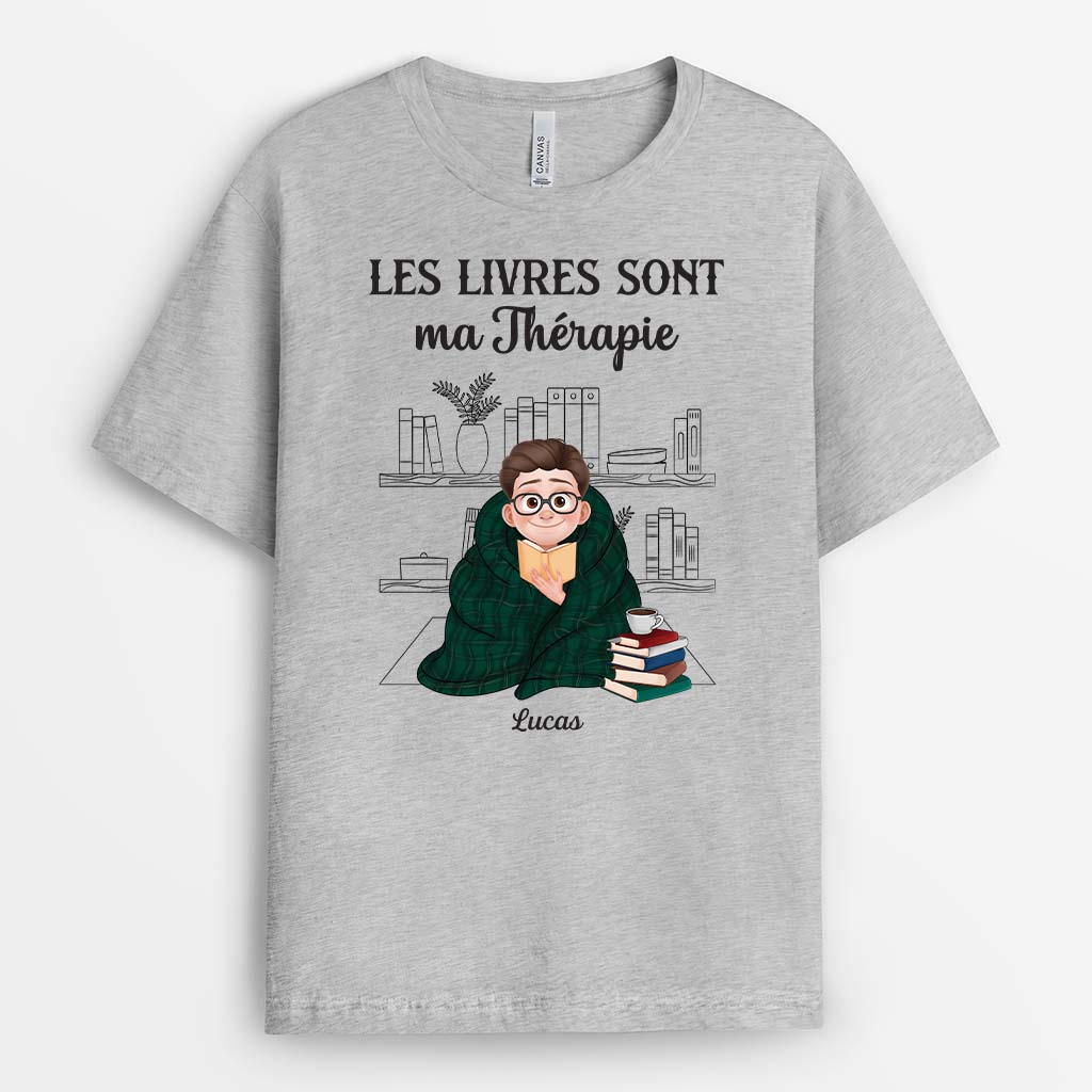 T-Shirt Personnalisé Femme | Les Livres Sont Ma Thérapie - Image 2