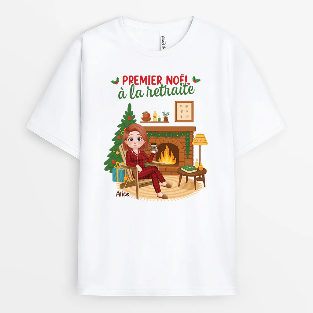 T Shirt Retraite Humour Pour Femme Et Homme | Premier Noël À La Retraite Personnalisé