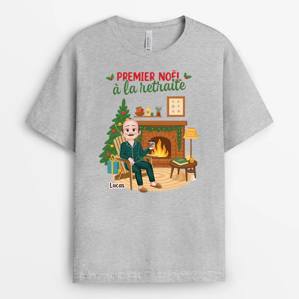 T Shirt Retraite Humour Pour Femme Et Homme | Premier Noël À La Retraite Personnalisé - Image 2