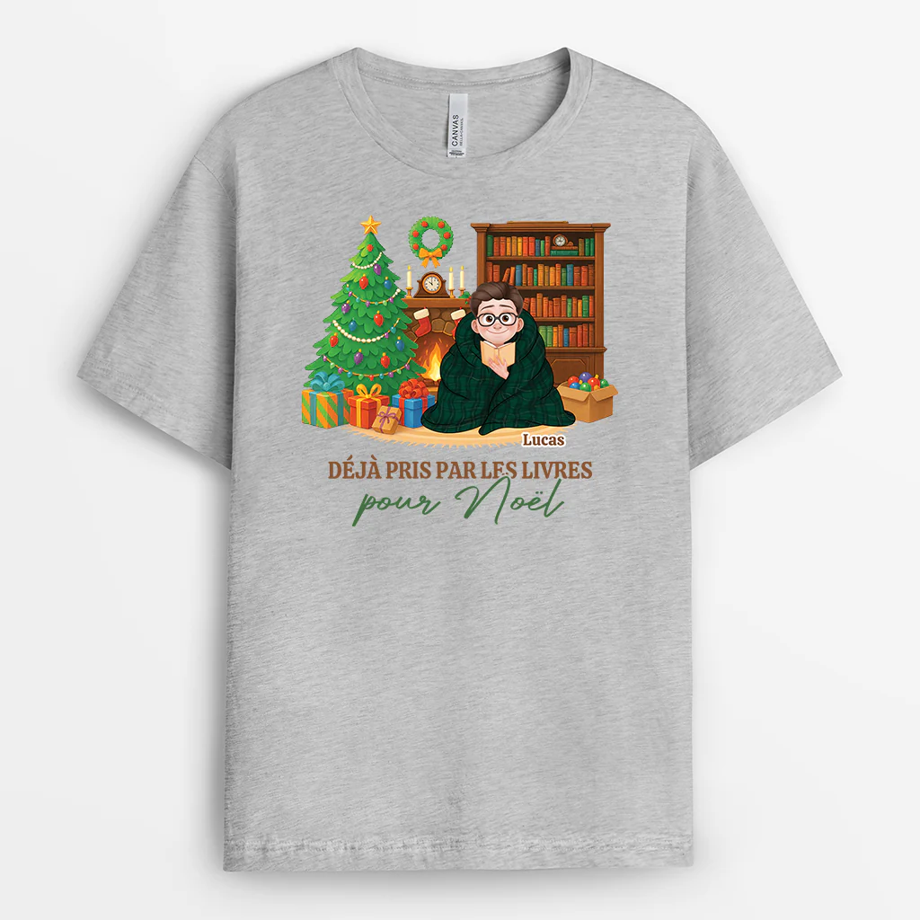 T-shirt Personnalisé Pour Femme Et Homme - Prise Par Les Livres Pour Noël - Image 2