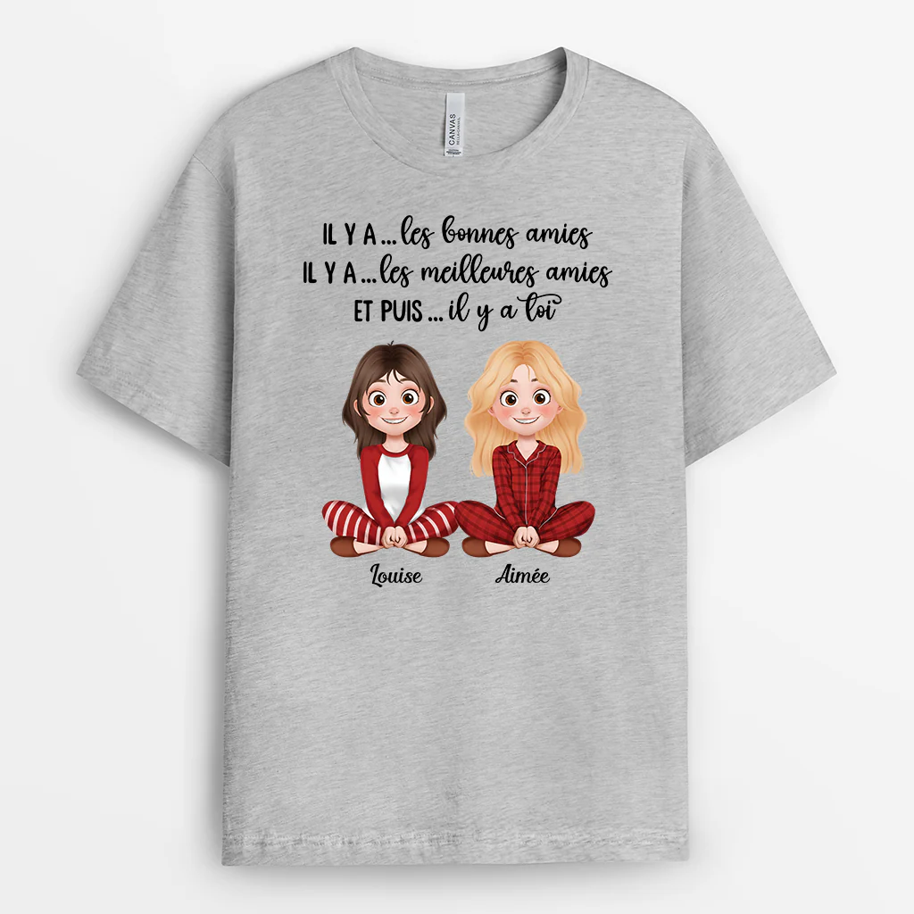 T-shirt Personnalisé Pour Femme - Il Y A Une Bonne Amie