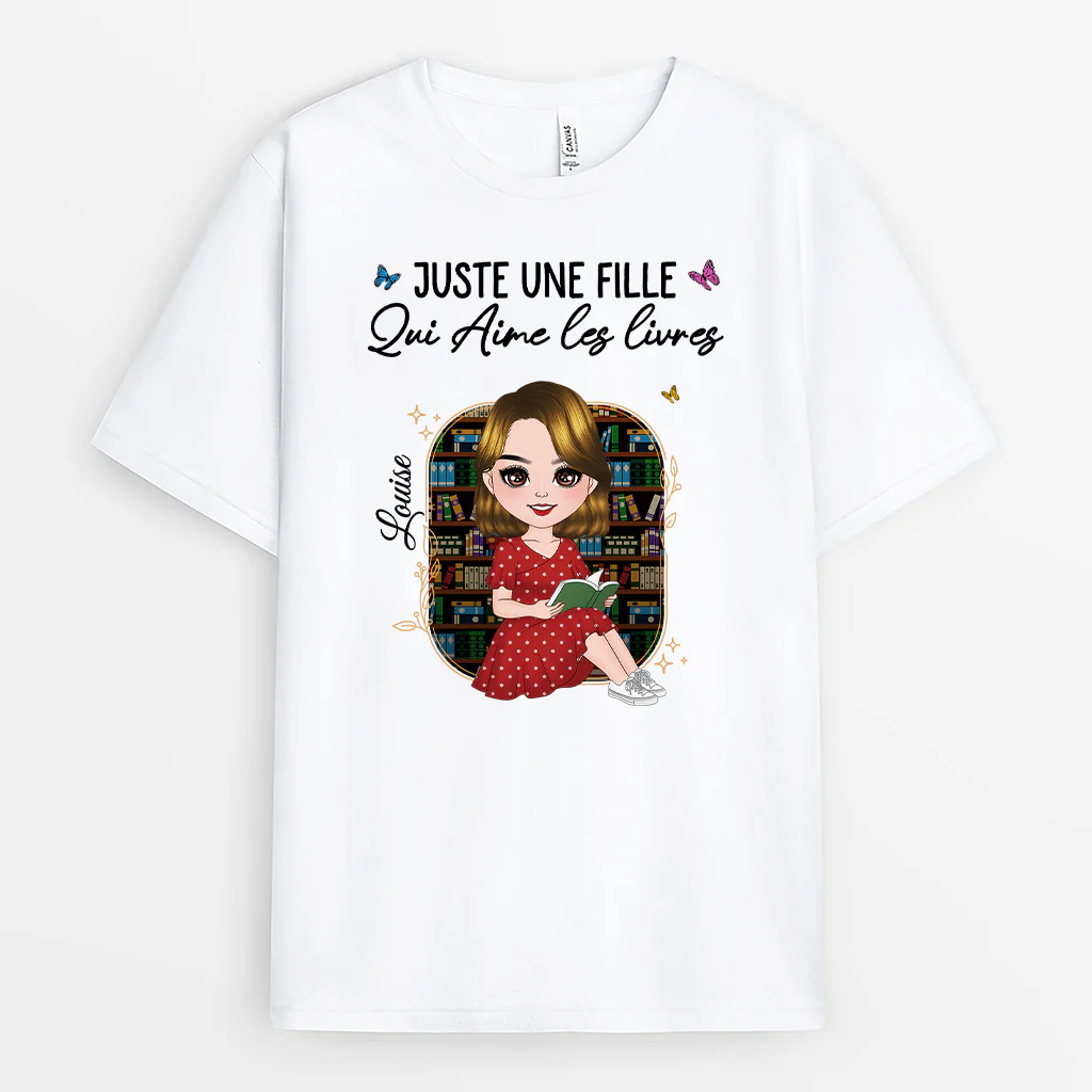 Tee shirt personnalisé femme – Juste une fille qui aime les livres