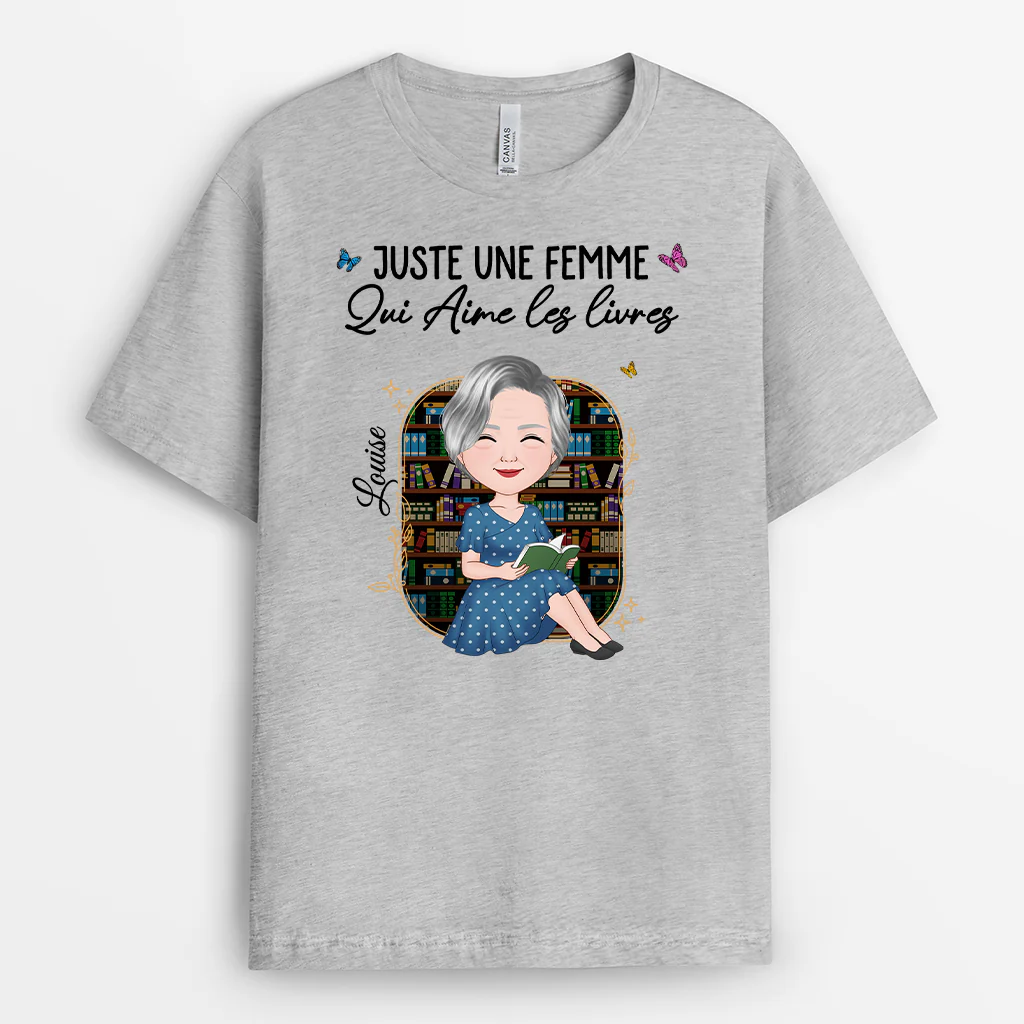 Tee shirt personnalisé femme – Juste une fille qui aime les livres - Image 2