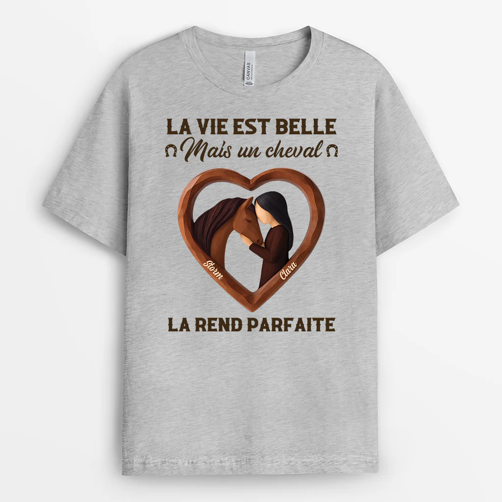 T-shirt Personnalisé Pour Femme - Les Chevaux Rendent La Vie Parfaite - Image 2