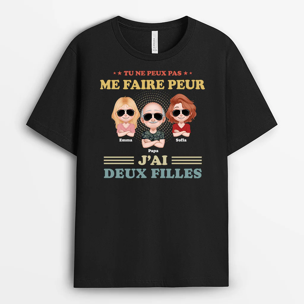 T-shirt Personnalisé Pour Papa Et Maman - J’ai Deux Filles