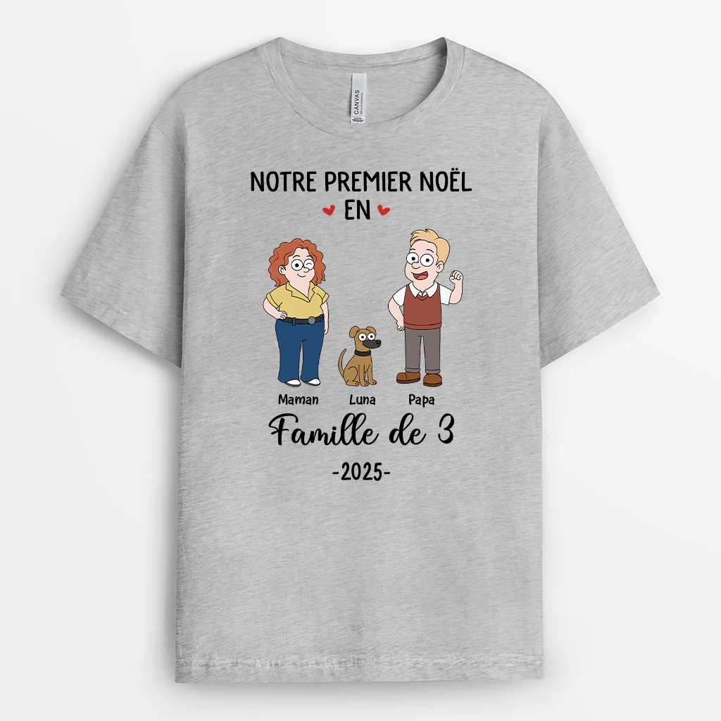 Tee Shirt Personnalisé Pour Famille | Premier Noël En Famille De Quatre - Image 2