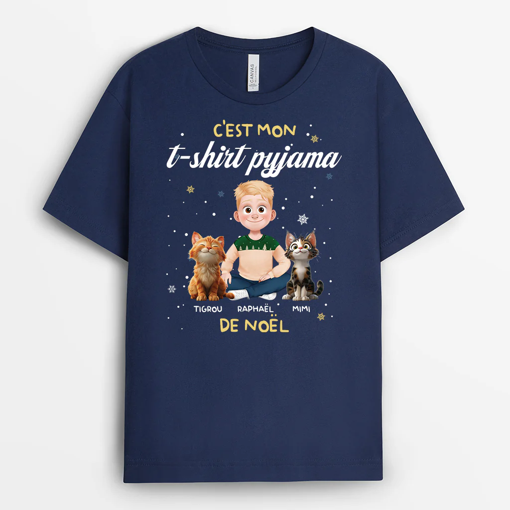 Tee Shirt Personnalisé Chien Chat | T-Shirt Pyjama De Noël Avec Mon Chat