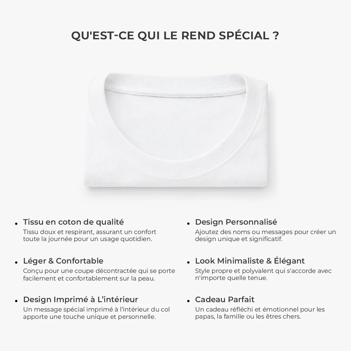 T-shirt Personnalisé Texte À L’intérieur Du Col De Couleur Claire - Cadeau Couple Mon Mari Mon Âme Sœur - Image 4