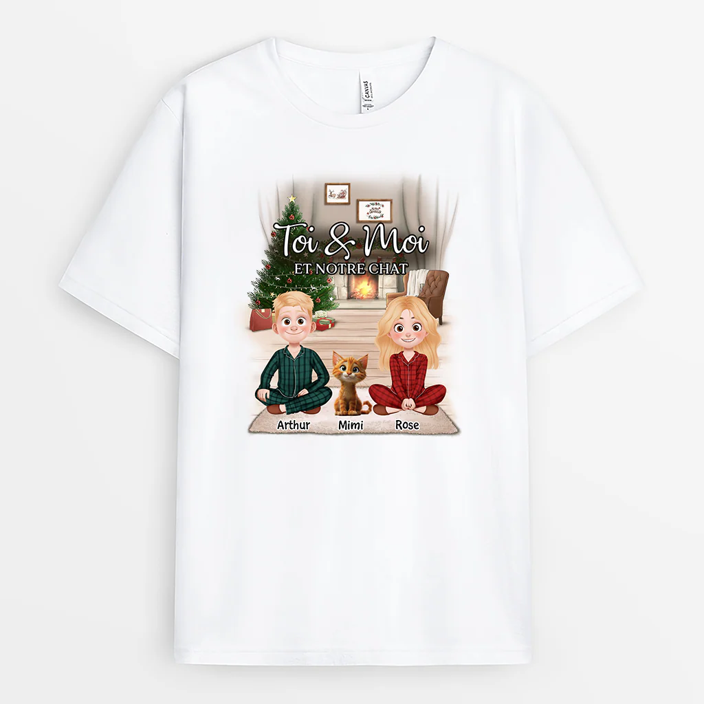 Tee shirt personnalisé chat – Toi, moi et notre chat