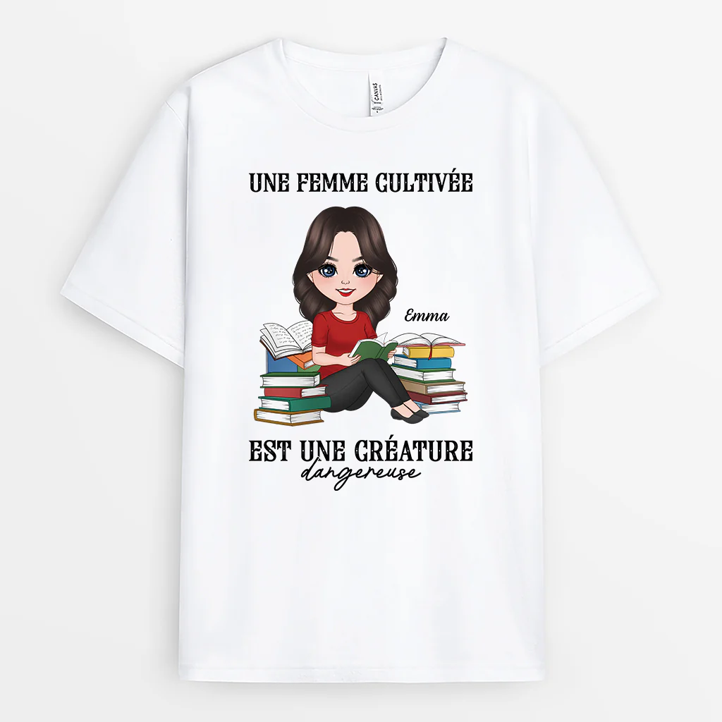 Tee Shirt Femme Personnalisé | Une Femme Qui Lit Beaucoup Des Livres