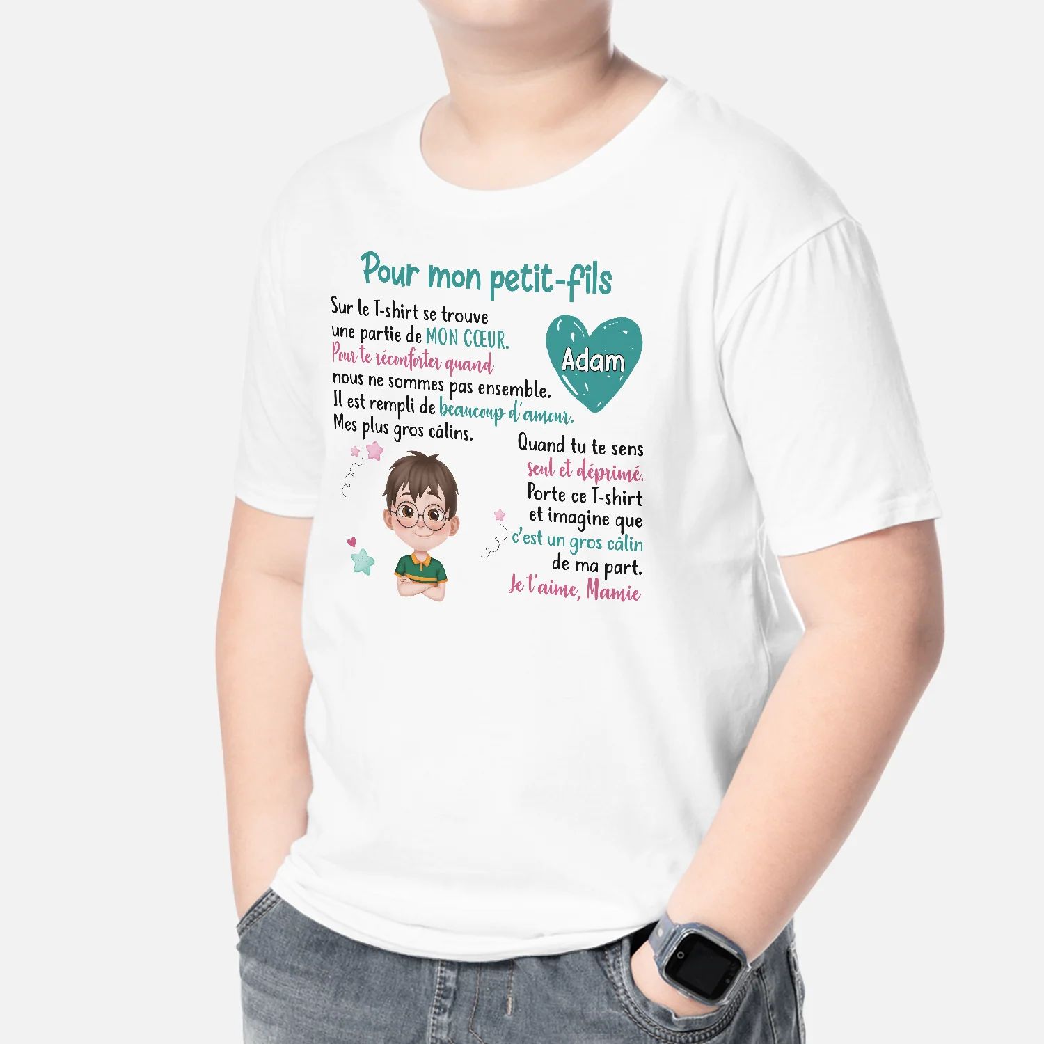 T Shirt Personnalisé Enfant - Une Partie de Mon Cœur - Image 2