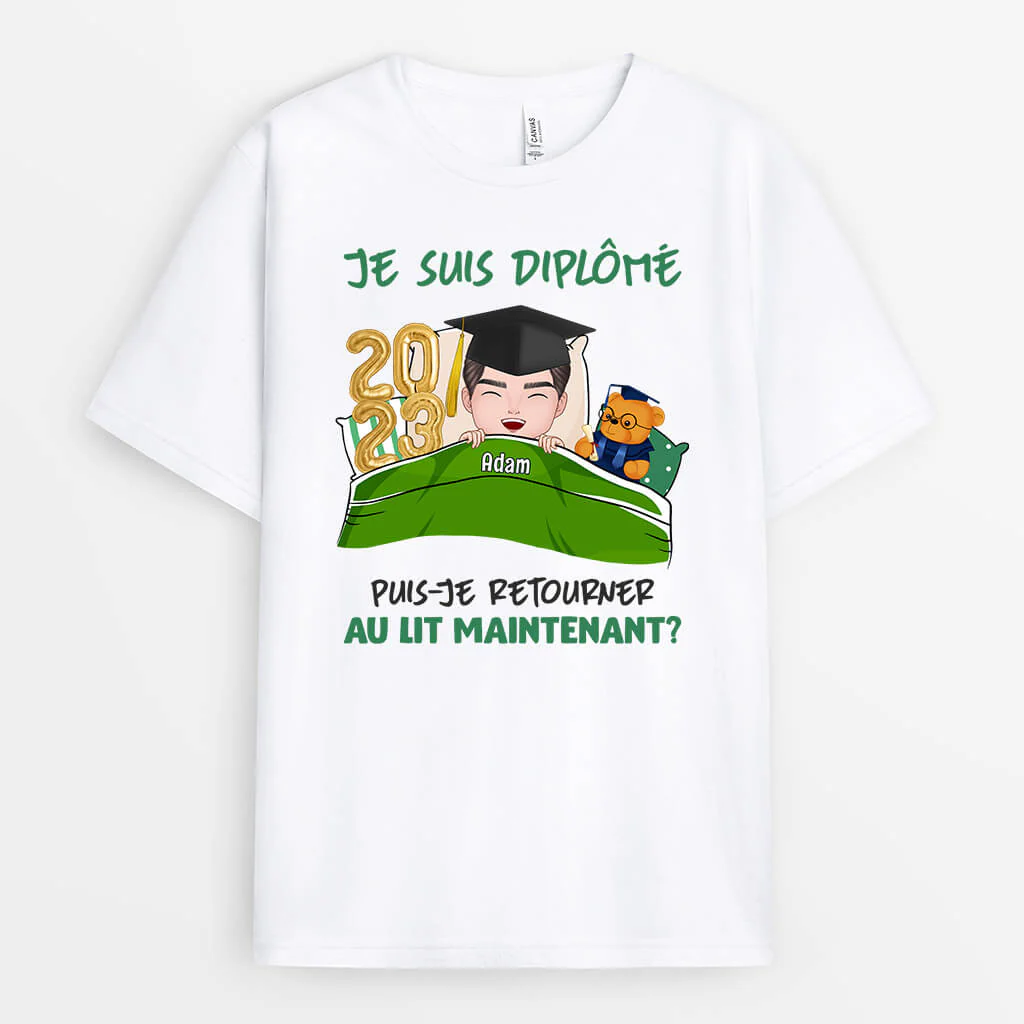 Tee Shirt Personnalisé Femme – Je Suis Diplômé Puis-Je Retourner Au Lit