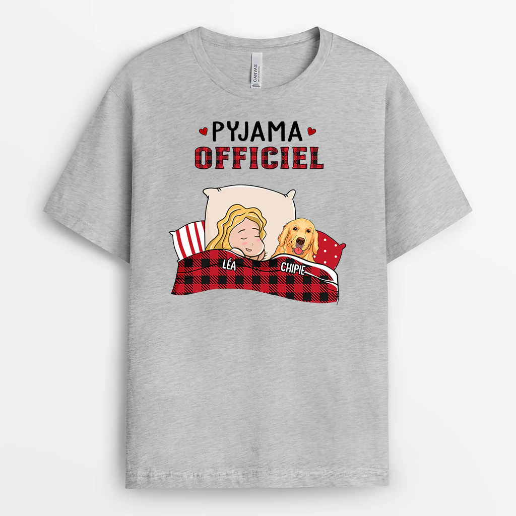 Tee Shirt Personnalisé Femme – Pyjama Officiel | Version Chien - Image 2