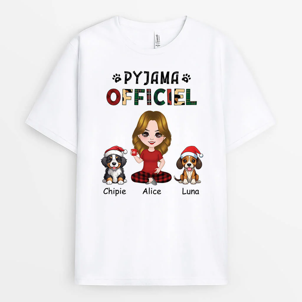 Cadeau de Noël Personnalisé - T-shirt Chien Pyjama Officiel - Image 2