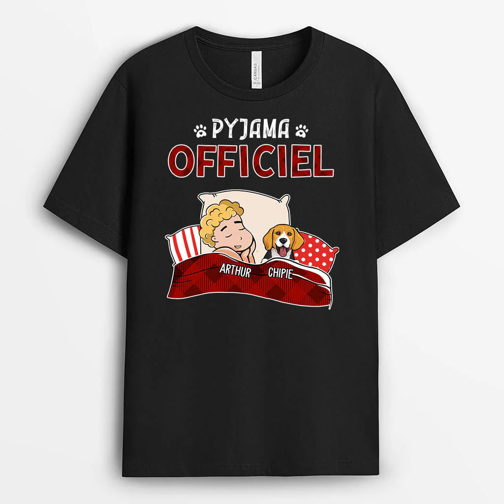 T-shirt Personnalisé pour Chien - Design Pyjama