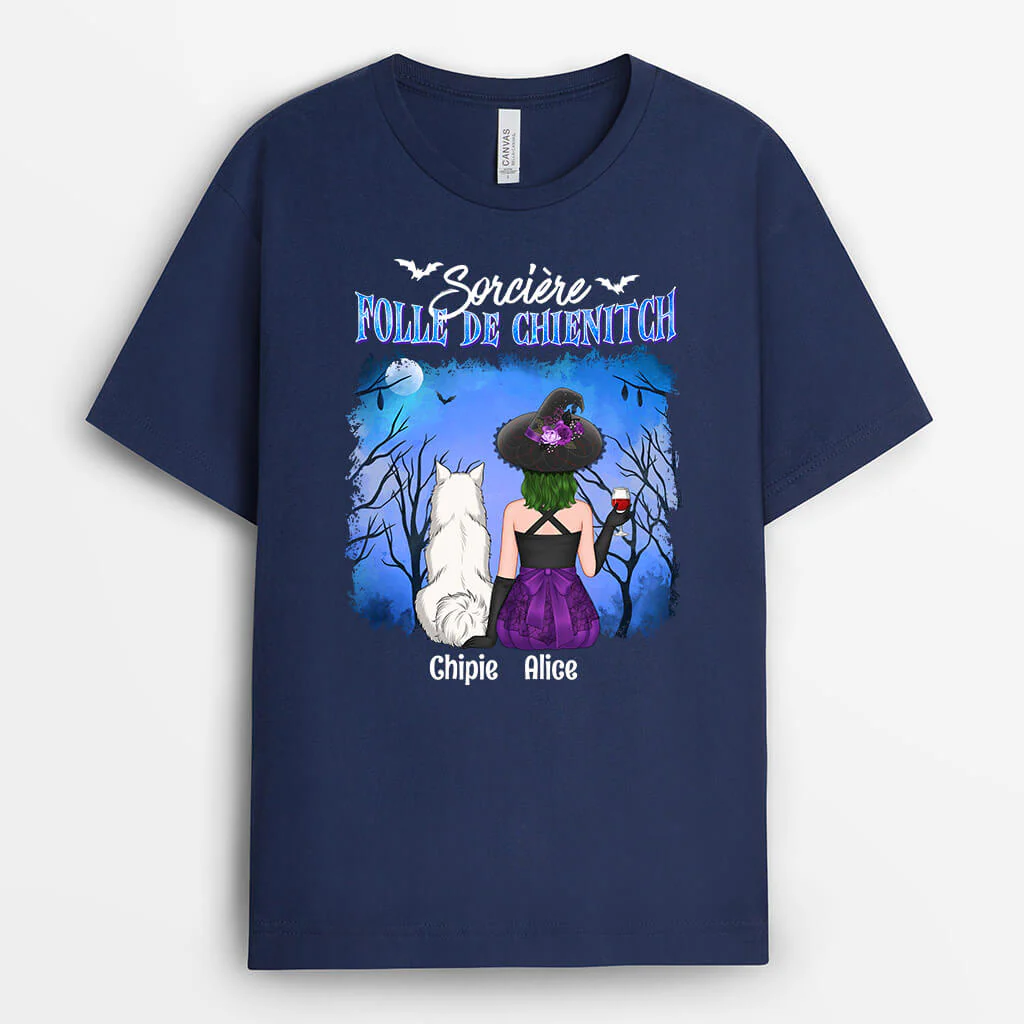 T-shirt Personnalisé Femme – Sorcière Folle De Chien
