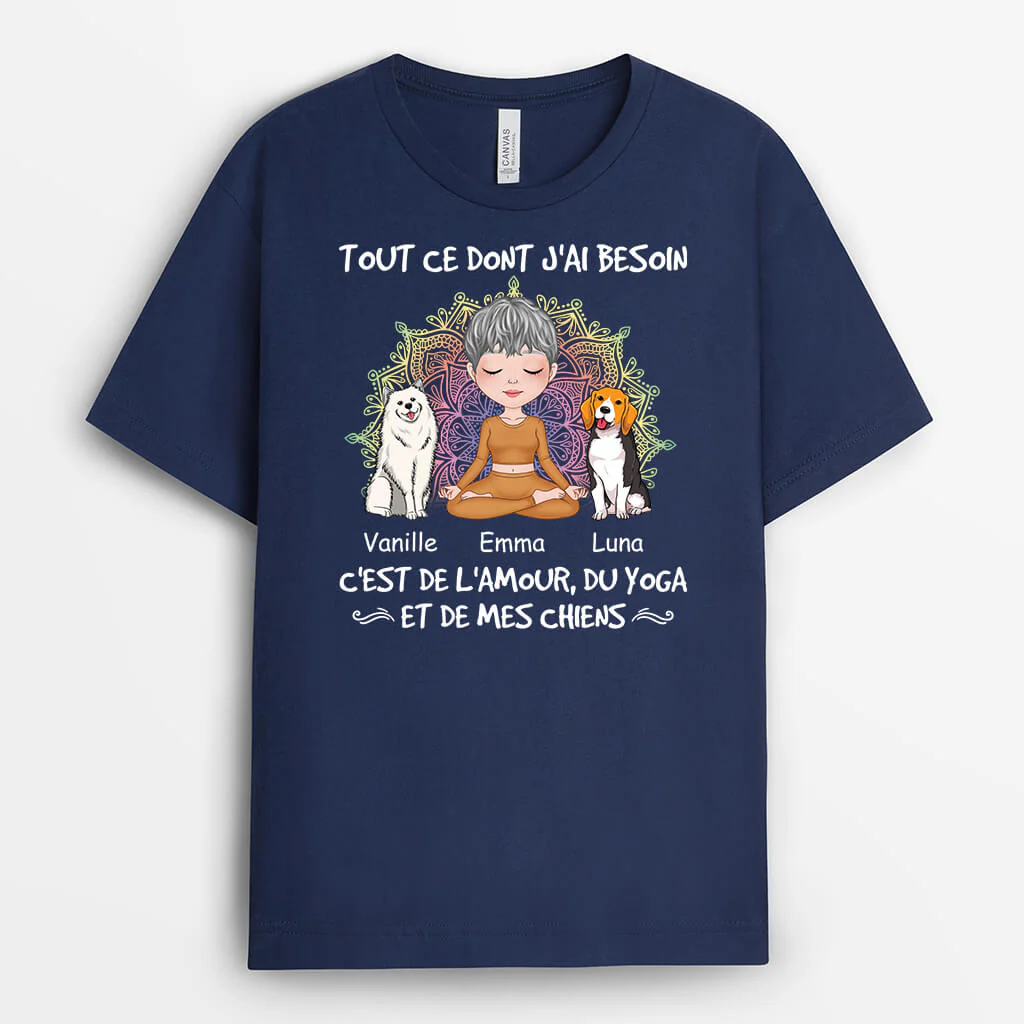 T-Shirt Femme Personnalisé - C'est De L'Amour, Du Yoga Et De Mes Chiens - Image 2