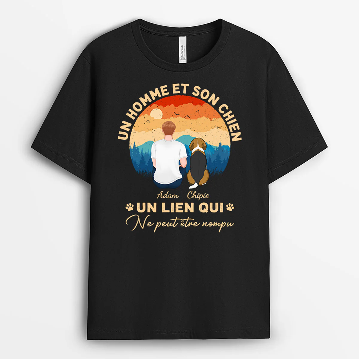 T Shirt Chien Personnalisé - T shirt Foncé Pour Homme