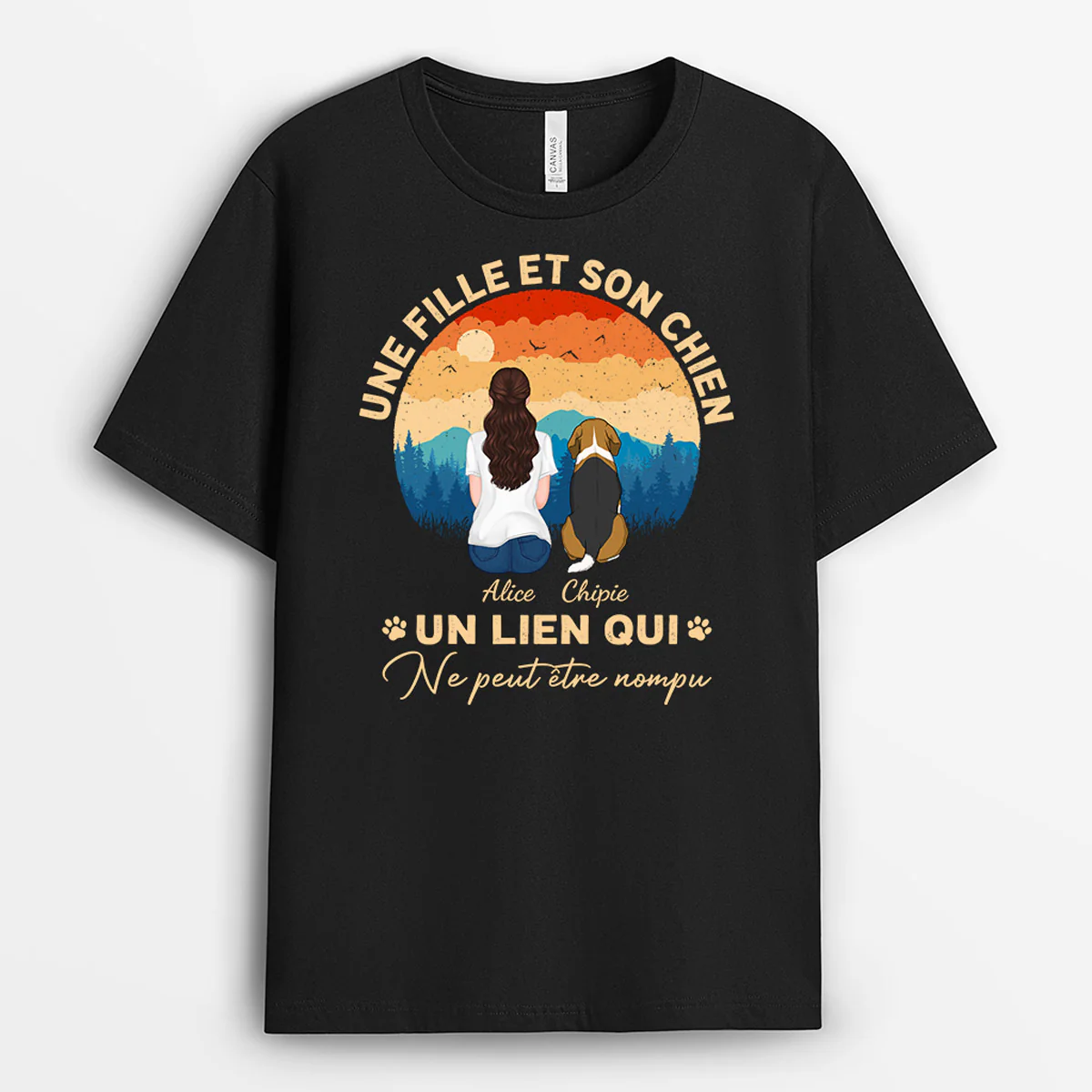 Tee Shirt Femme Personnalisé - Une Fille et Son Chien
