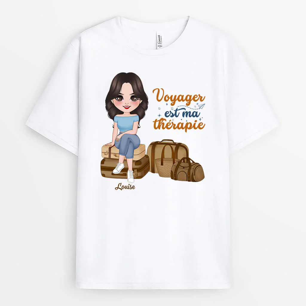 Tee-Shirt Femme Personnalisé – Voyager Est Ma Thérapie