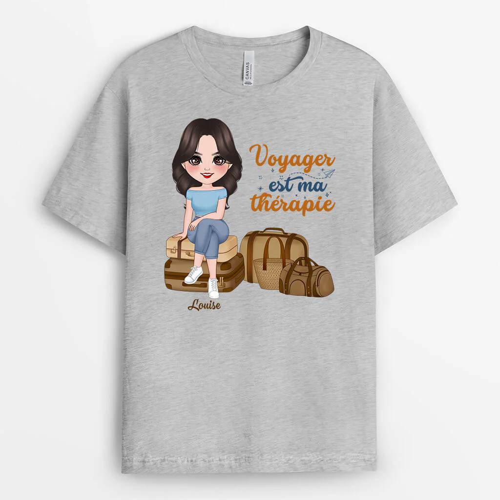 Tee-Shirt Femme Personnalisé – Voyager Est Ma Thérapie - Image 2