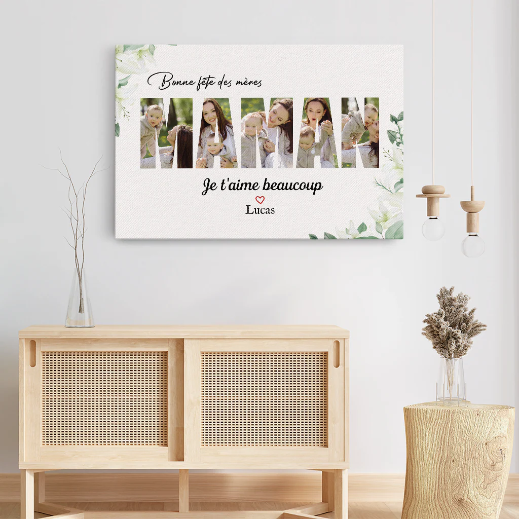 Tableau Fête Des Mères Personnalisé Avec Photo - Maman Je T'aime Beaucoup - Image 3