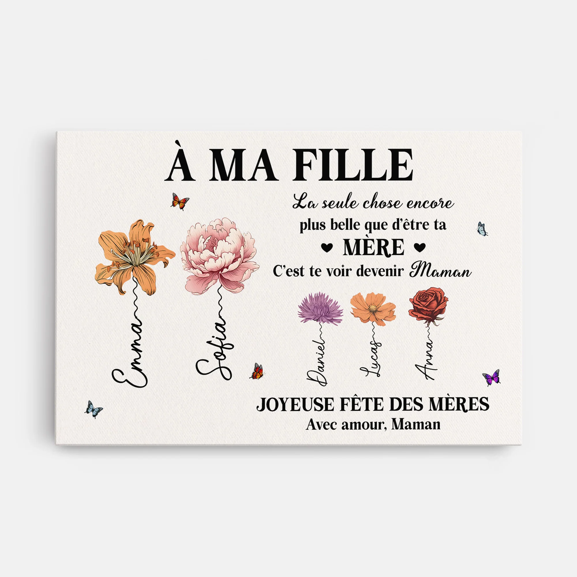 Tableau Personnalisé Maman Et Mamie - Cadeau Pour Fête Des Mères De Fille