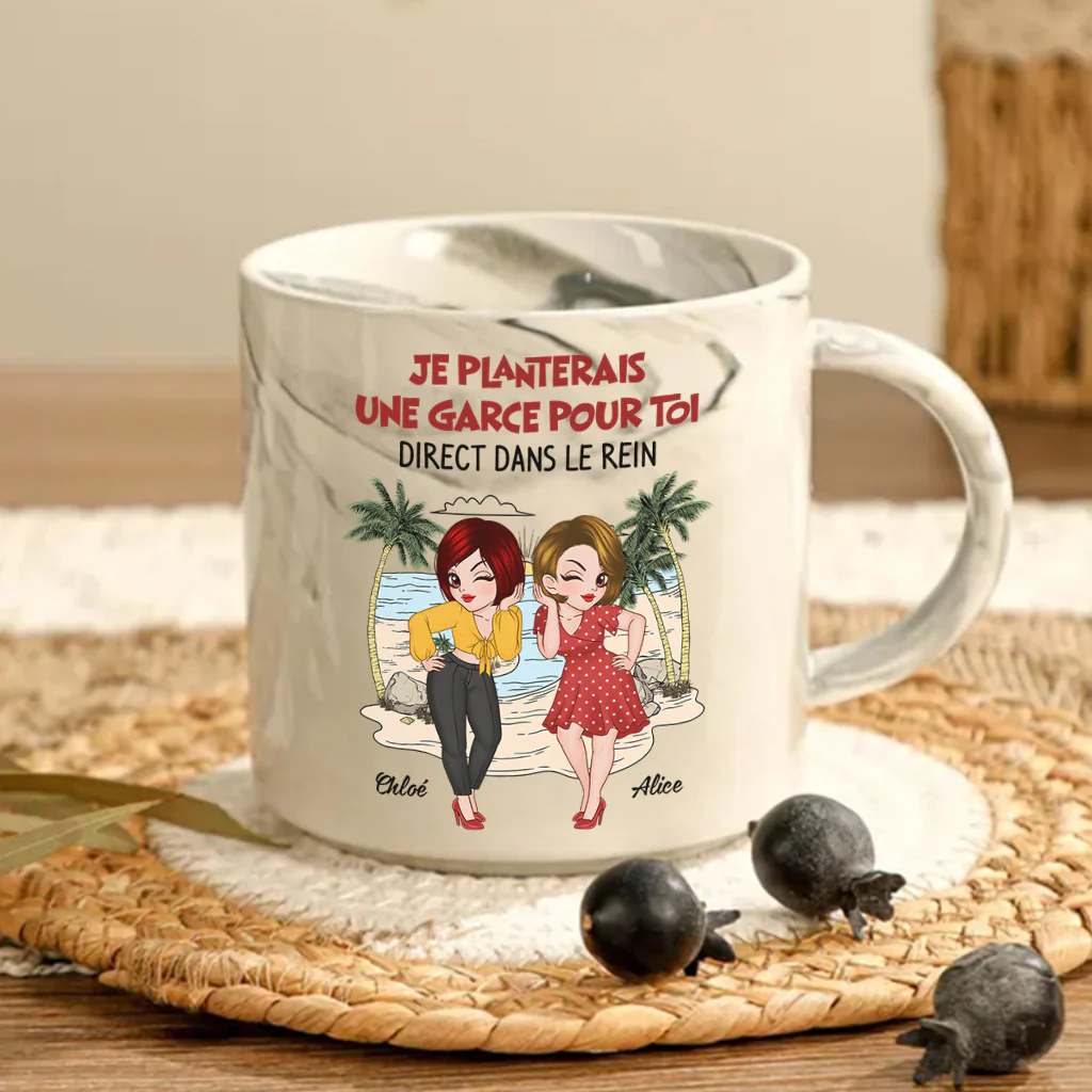 Tasse Personnalisée Amitié | Effet Marbre Amitié Folie - Image 2