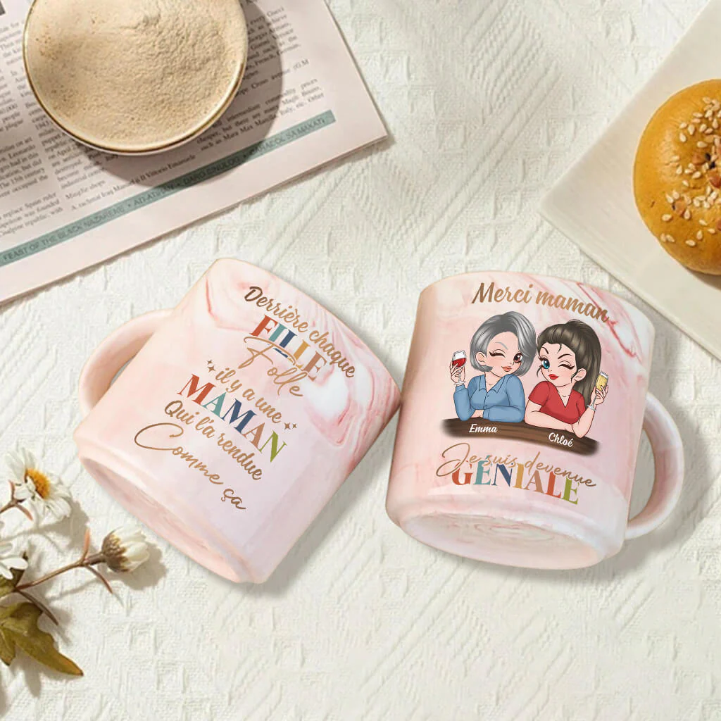 Mug Personnalisé Maman - Tasse Effet Marbre Merci Maman Géniale - Image 2