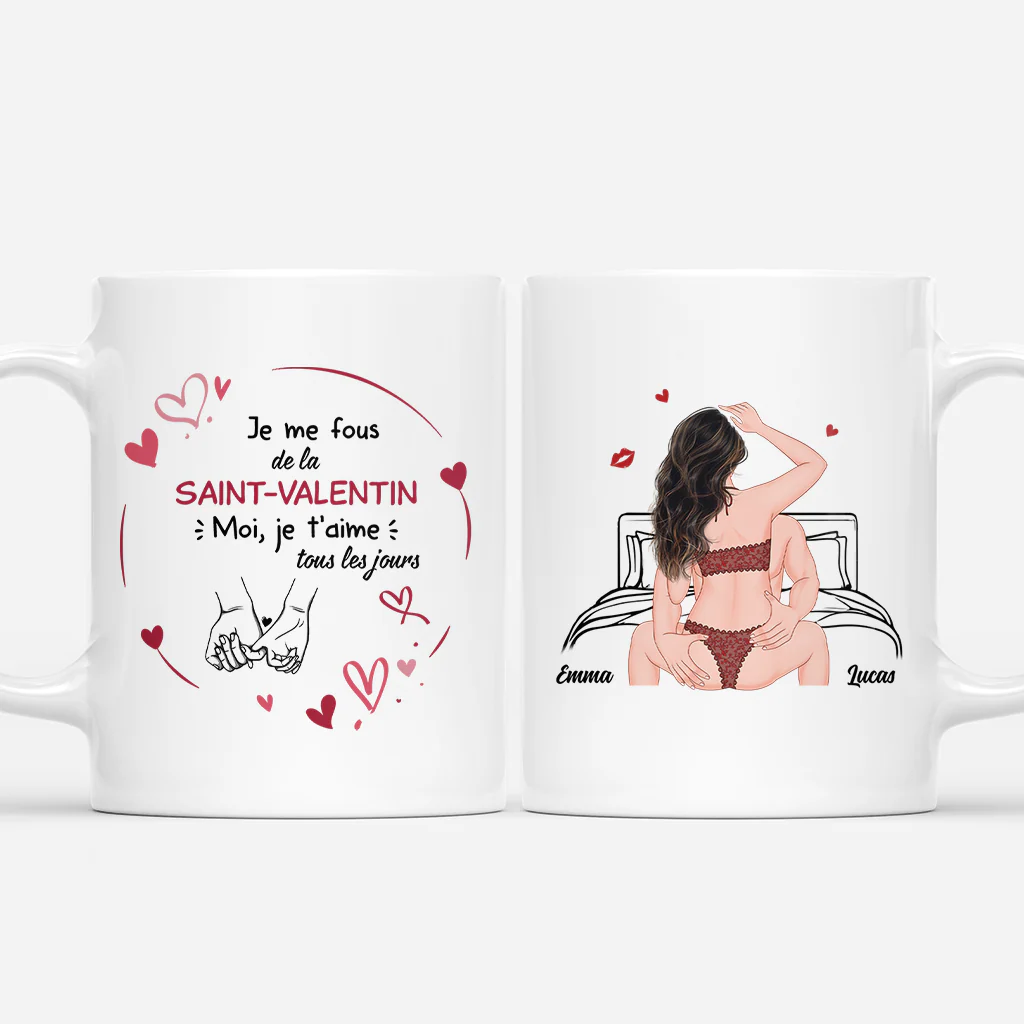 Tasse Personnalisée Couple Saint Valentin -  Je T'aime