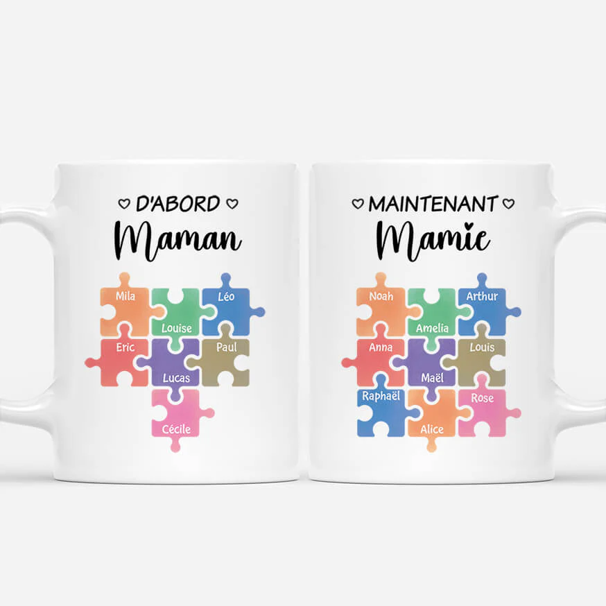 Mug personnalisé mamie – D’abord maman, maintenant mamie