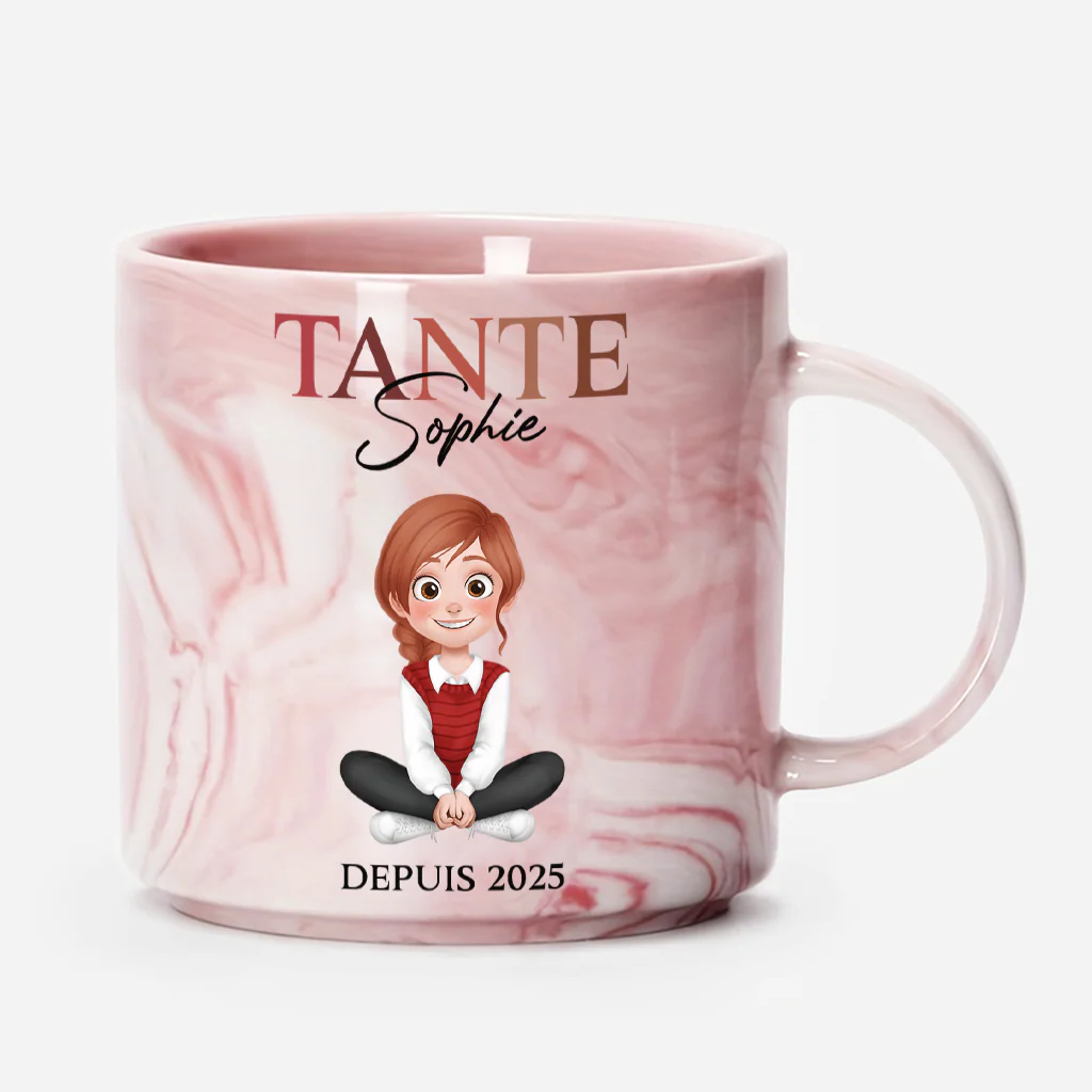 Tasse Personnalisée Effet Marbre - Cadeau Pour Tante
