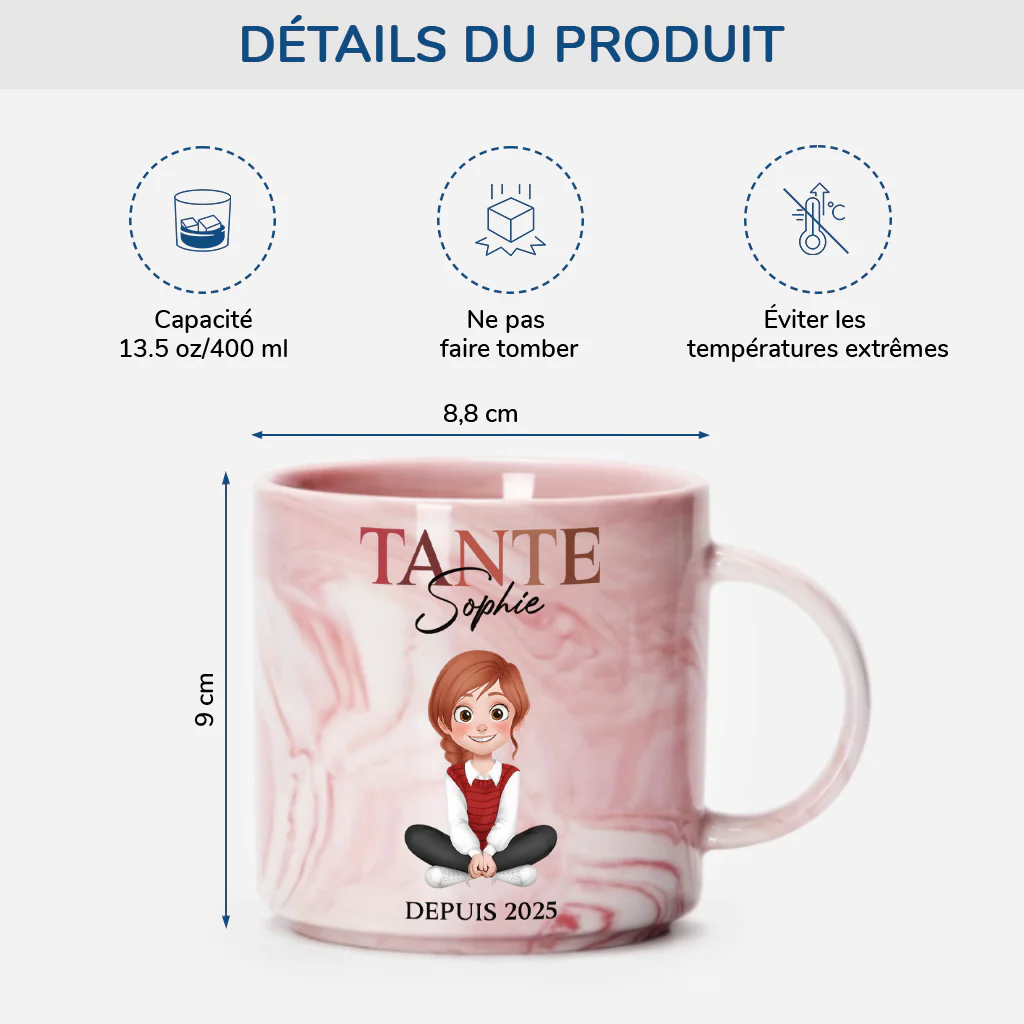 Tasse Personnalisée Effet Marbre - Cadeau Pour Tante - Image 3