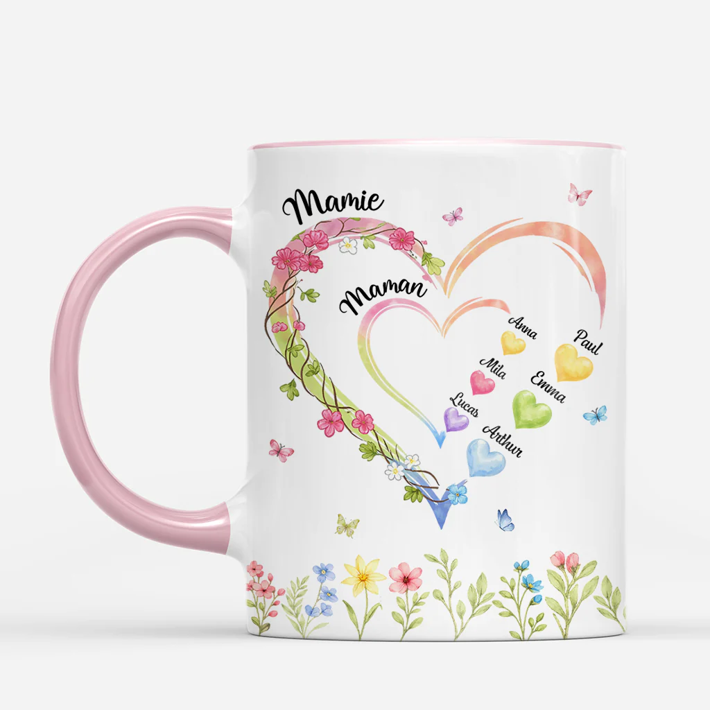 Tasse Personnalisée Fête Des Mères - Grand Coeur De Maman Et Mamie