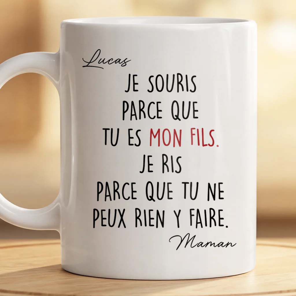 Cadeau Personnalisé Papa Et Maman Humour - Tasse Tu Es Mon Fils Ma Fille - Image 2
