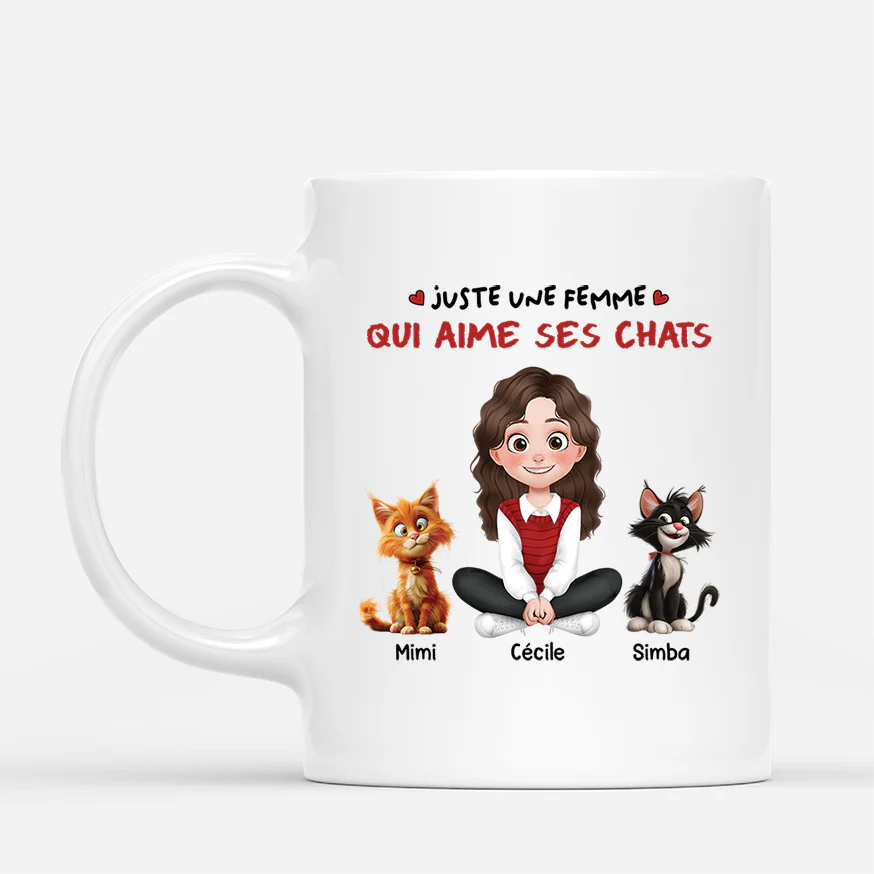Tasse avec chat personnalisé – Juste une fille qui aime ses chats