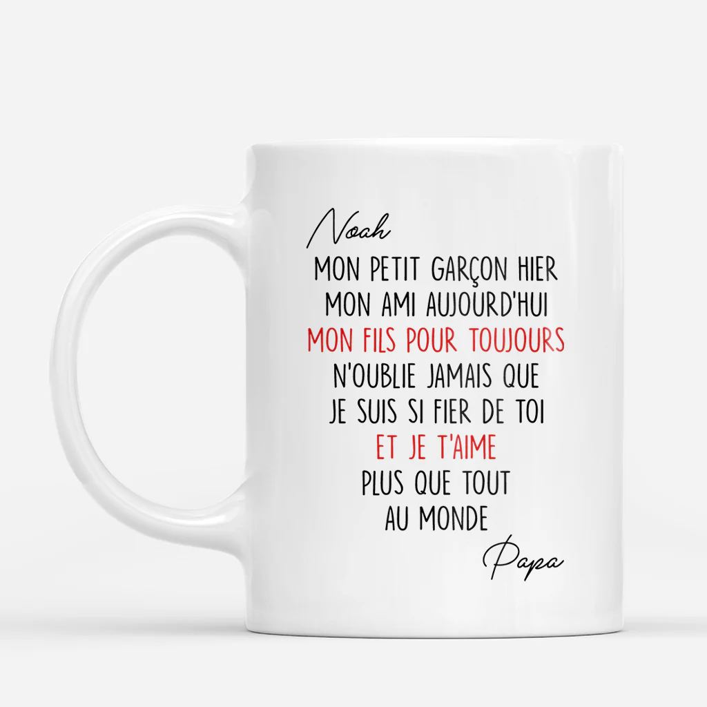 Tasse Personnalisée Pour Fille/Fils/Petit-fils/Petite-fille - Je T'aime
