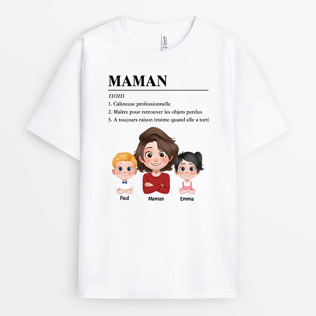 Tee Shirt Personnalisé Maman - Définition De Maman - Design Cartoon