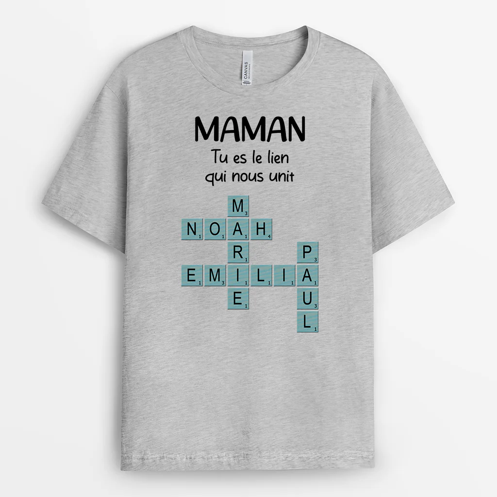 Tee-shirt Mamie Personnalisé - Le Lien Qui Nous Unit - Cadeau Mots Croisés - Image 2